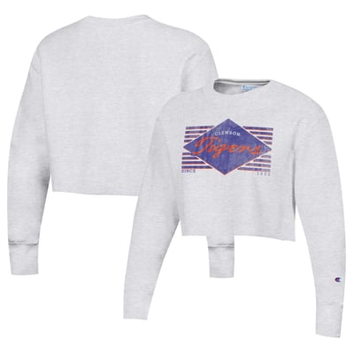 Clemson Tigers Champion Women's Reverse Weave Cropped Pullover Sweatshirt - Heather Gray